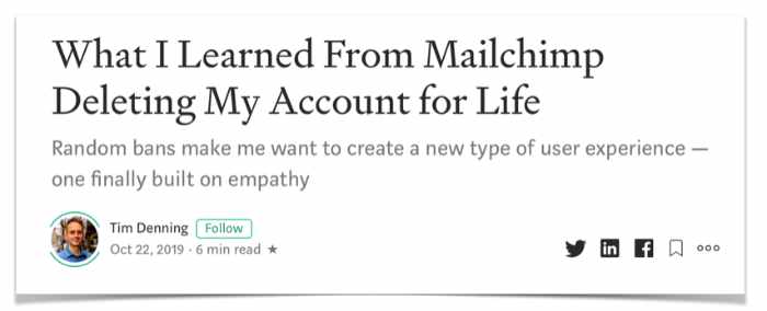 Article: What I learned from MailChimp deleting my account for life