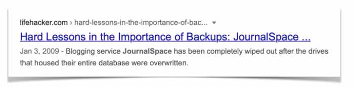 Article: Hard lessons in the importance of backups from JournalSpace
