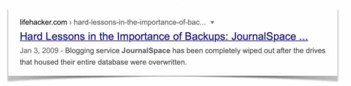 Why You Should Backup Your Email Marketing Lists 3 Article: Hard lessons in the importance of backups from JournalSpace