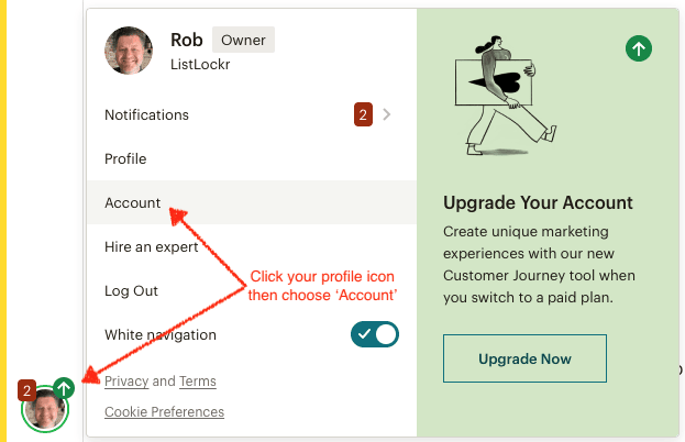 Export MailChimp contacts from your account 