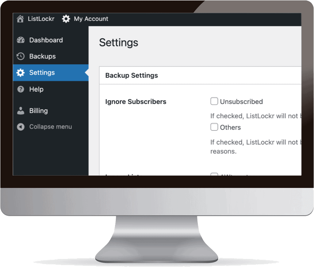Daily Email Subscriber Backups 10 Choose what you back up
