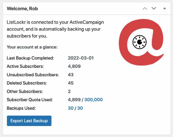 activecampaign backups by ListLockr