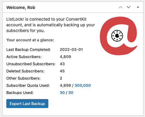 ConvertKit backups by ListLockr