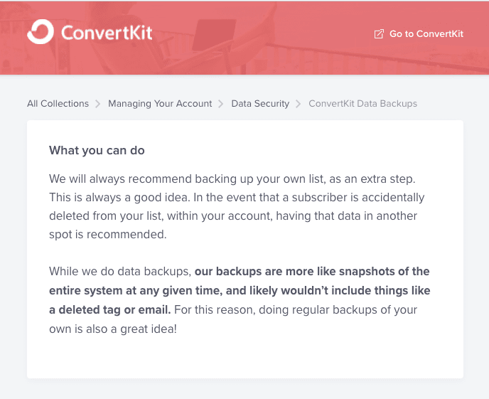 ConvertKit Backups Made Easy In 2023 2 ConvertKit recommends making backups