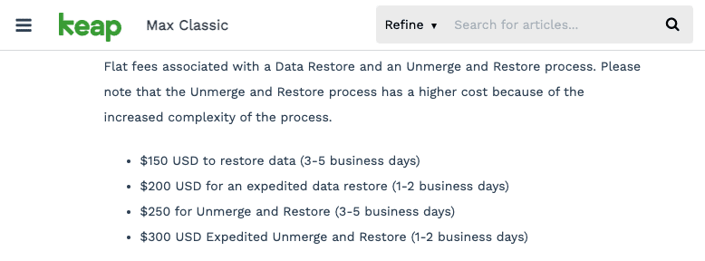 infusionsoft backups cost $$$ to restore